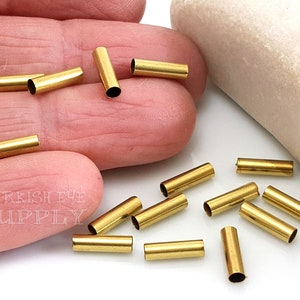 Raw Brass Tube Beads, Brass Tube Spacers, 3x10mm, Industrial Brass Tube Beads, Raw Brass Jewelry Findings
