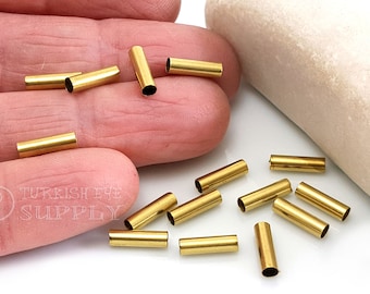 Raw Brass Tube Beads, Brass Tube Spacers, 3x10mm, Industrial Brass Tube Beads, Raw Brass Jewelry Findings