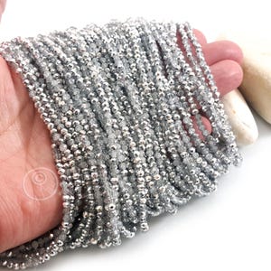 3mm Transparent Silver Gray AB Crystal Beads, Faceted Crystal Rondelle Spacer Bead Strands