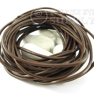 Brown Leather Cord, 5mm Brown Round Leather Cord, Genuine Leather Cord, Leather Lace, Leather Findings, Leather Bracelet, 1 foot