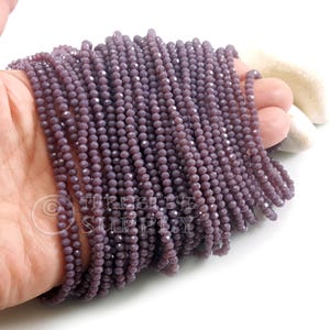 3mm Purple Crystal Beads, Faceted Crystal Rondelle Spacer Bead Strands