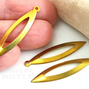 Brass Marquise Charms, Large Marquise Charms, Brass Earring Findings, Raw Brass Jewelry Findings, 30 Pc