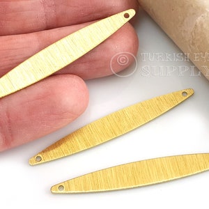 Raw Brass Oval Charm, Raw Brass Marquise Connector Charm, 50x7mm, Textured Raw Brass Earring Findings, 12Pc