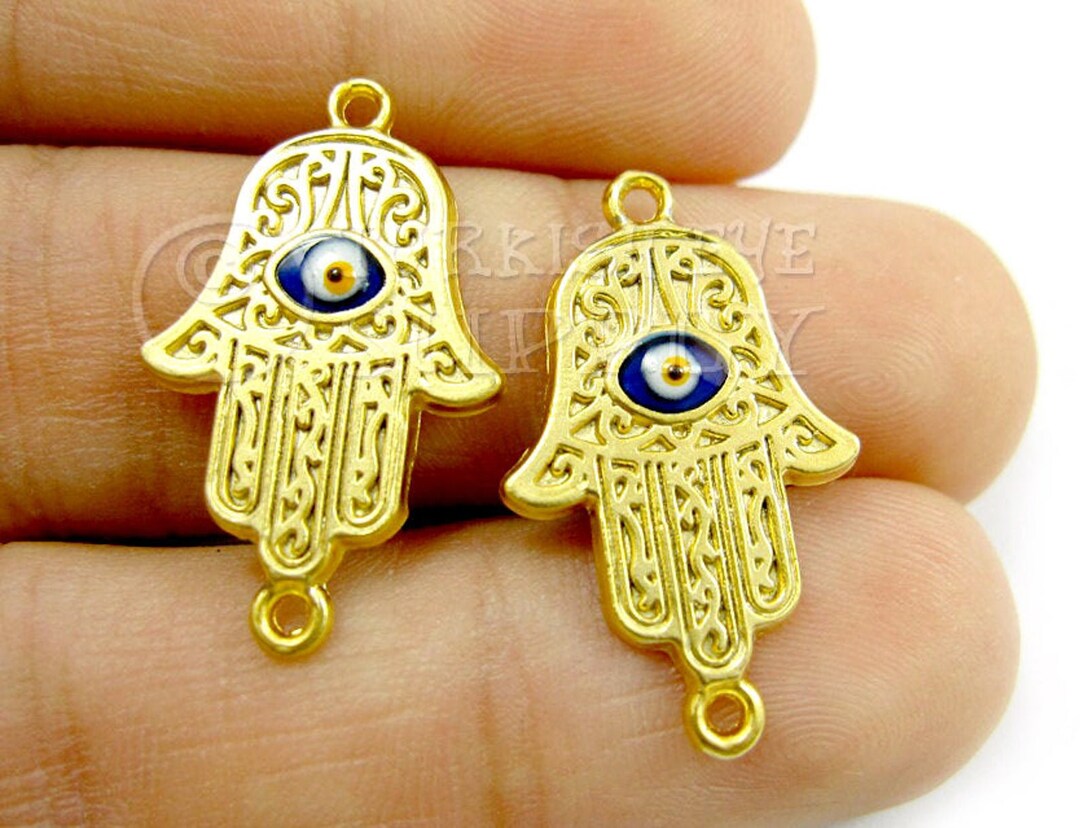 Gold Hamsa Charms, Gold Hamsa Bracelet Charm, Hand of Fatima Pendant