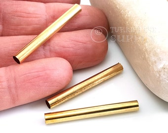 Raw Brass Tube, Brass Tube Spacers, 4x35mm, Brass Tube Beads, Industrial Long Tube, Raw Brass Jewelry Findings, 24pc