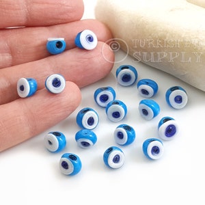 Blue Evil Eye Beads, Turkish Evil Eye Beads, Artisan Handmade Evil Eye Beads, 5Pc DG