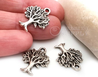 Silver Tree Charms, Silver Tree of Life Pendant, Tree of Life Charms, Silver Jewelry, Silver Tree Findings, 3 pc