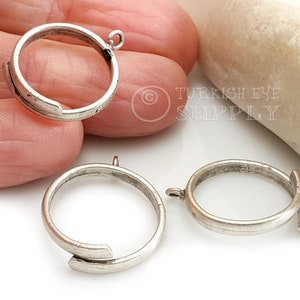 Silver Hoop Charms, Antique Silver Plated, Silver Hoop Pendant, Earring Findings, Silver Hoop Links, Silver Jewelry, 5Pc