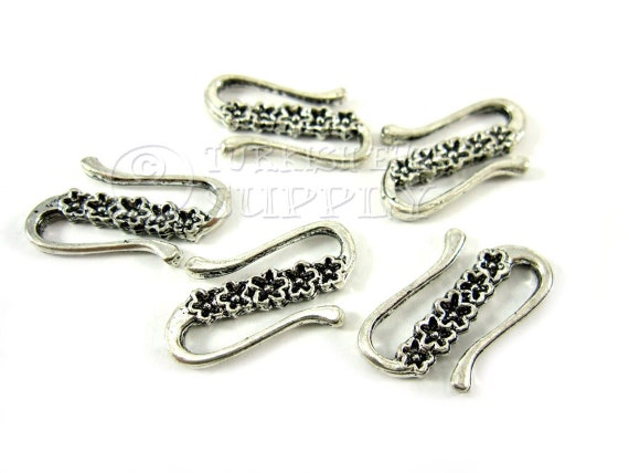 2 Sterling Silver Hook Clasps, 925 Silver Hook Clasp
