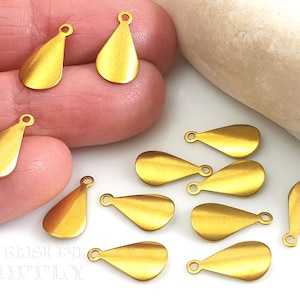 Brass Teardrop Charms, Teardrop Drop Charms, Raw Brass Mini Teardrop Charms, 8x14mm, Earring Charms, Teardrop Blanks, Raw Brass Findings
