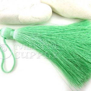 Extra Large Thick Mint Green Thread Tassel, Hand Made Tassel, Silk Thread Tassel, Home Deco, Mala Tassel, 1 pc, CC947