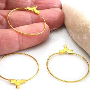 Gold Earring Hoops, Beading Hoop, Earring Blanks, 22k Gold Plated Earring Wires, Earring Component, Gold Wire Hoops, Earring Links, 20Pc