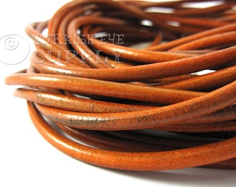 Orange Leather Cord, 5mm Orange Round Leather Cord, Genuine Leather Cord, Leather Lace, Leather Findings, Leather Bracelet, 1 foot