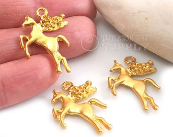 Gouden Pegasus-bedels, gouden Pegasus-hanger, 4 stuks