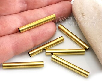 Raw Brass Long Tubes, Brass Tube Spacers, 5x32mm, Brass Tube Beads, Industrial Long Tube, Raw Brass Jewelry Findings, 24pc