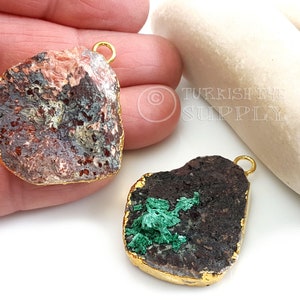 2pc Natural Druzy Crystal Geode Pendant, Gold Electroplated Druzy, Druzy Quartz Stone Pendant, Druzy Gemstone Pendant, Chakra Pendant