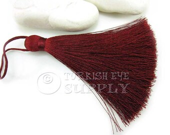 Large Thick Dark Burgundy Thread Tassel, Hand Made Tassel, Silk Thread Tassel, Bookmark Tassel, Mala Tassel, Bohemian  Jewelry,  1 pc, CC361
