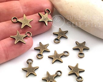 Antik Bronze überzogene Stern Charms, Mini Stern Charms, 10stk