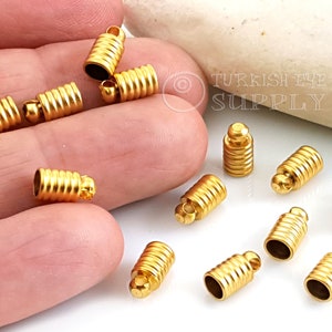 Gold Cone Caps, Gold Cord Ends, Gold Tassel Caps, Gold Bead Caps, 8pc