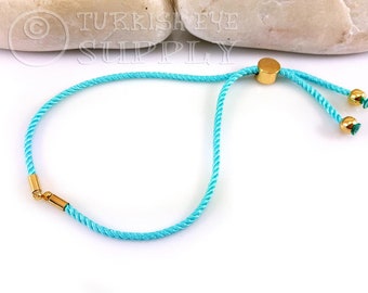 Cord Bracelet Blank, Turquoise Adjustable Bracelet Blank, Sliding  Gold Clasp, Friendship Bracelet Blank, Cord Bracelet Connector, 2mm