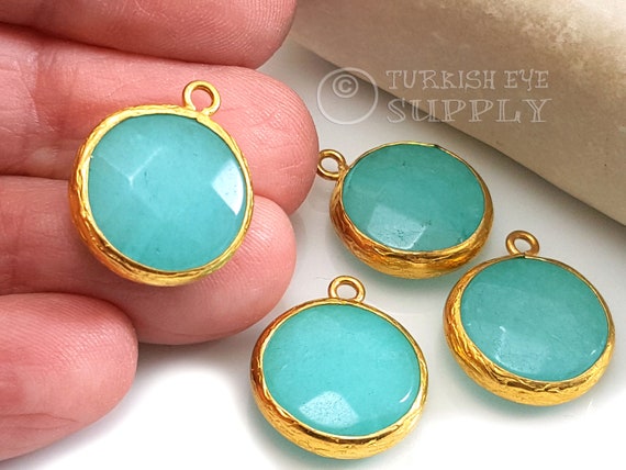140 Ciondoli In Pietre Naturali SUPERFINDINGS – 7 Colori, Con Anello In Ottone Dorato, Foro 6 Mm, Per Creare Gioielli Fai Da Te