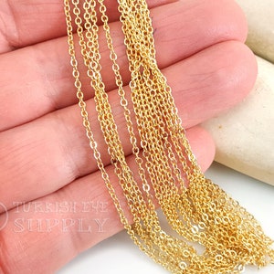 Shiny Gold Chain, Dainty Gold Cable Chain, 1.5mm, Bulk Chain, 5 Meter - 16.5 Feet