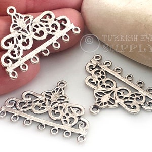 Silver Multi Strand Connectors, Silver Chandelier Earring Charms, Silver Earring Findings, Silver Jewelry, 2 Pc