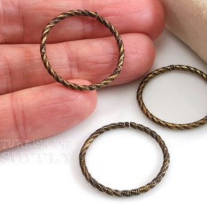 25mm Bronze Jump Rings, Open Jump Rings, Large Bronze Jump Rings, Round Hoop Connectors, Bronze Plated Jewelry Findings, 6pc