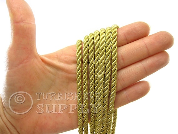 3.5mm Metallic Antique Gold Twisted Rayon Satin Rope Silk Braid