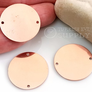 Raw Copper Round Discs, Raw Copper Connector Disc Tags, Copper Disc Charms, Raw Copper Findings, 25mm Copper Stamping Discs, 6Pc