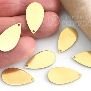 Raw Brass Drop Charm, Brass Teardrop Earring Charms, Teardrop Blanks, Raw Brass Findings 12pc