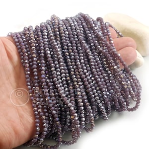 3mm Purple AB Crystal Beads, Faceted Crystal Rondelle Spacer Bead Strands