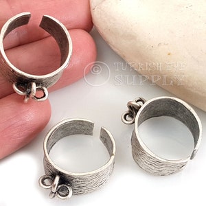 Adjustable Silver Ring Blanks, Silver Ring Base, Charm Ring Blank, Ring Blank With 4 Loop Settings, 1pc