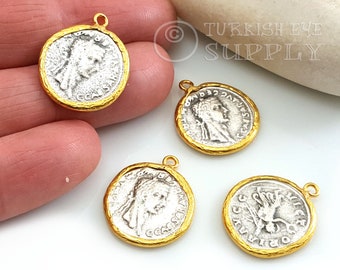 Moneda griega antigua, amuleto de la diosa griega Artemisa, colgante de medallón de plata, 1 pieza