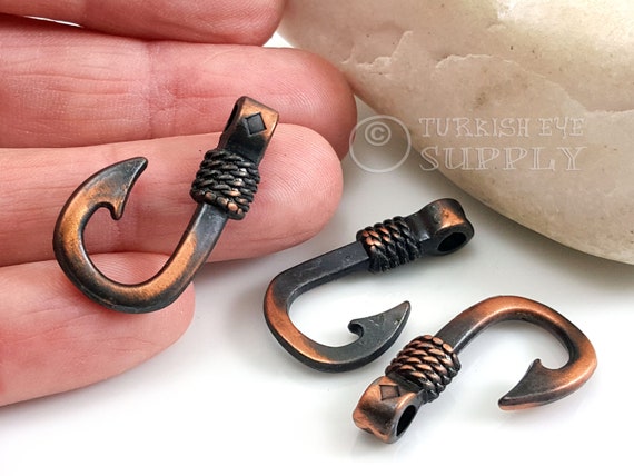Buy Copper Fish Hook Charms, Bracelet Hook Clasp Findings, 5pc Online in  India 