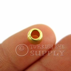 22k Matte Gold Plated Ball Spacer Beads, Large Hole Ball Beads, 15pc