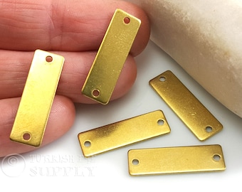 Brass Rectangle Connector Charms, Raw Brass Stamping Blanks, 8x25mm, Brass Bar Charms, Brass Stamping Tag, Raw Brass Findings, 24Pc