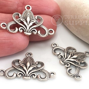 Silver Chandelier Earring Connectors, Silver Multiple Loop Connectors, Multi Strand Charm, Silver Earring Charms, Silver Jewelry, 4pc