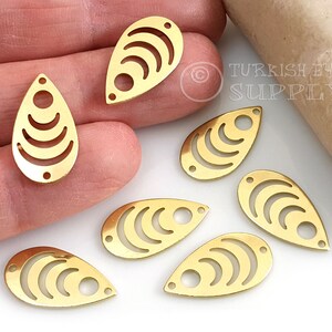 Brass Drop Charm, Brass Teardrop Connectors, Raw Brass Teardrop Earring Charms, Teardrop Blanks, Raw Brass Findings 12pc