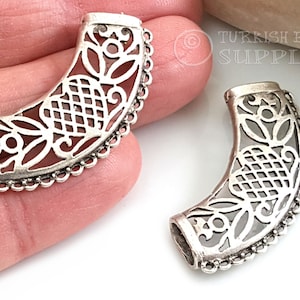 Large Silver Filigree Pendant Bail with Multiple Loops, 2Silver Plated Bail Findings, 2 pc