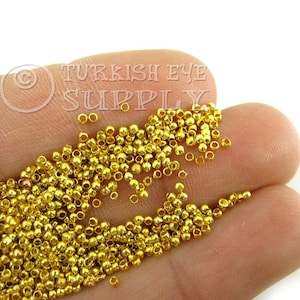Gold Crimp Beads, Tiny Ball Spacer Beads, 1.50mm Ball Spacer Beads, Mini Gold Spacer Beads, Plain Bracelet Beads, Jewelry Supplies, 500 pc