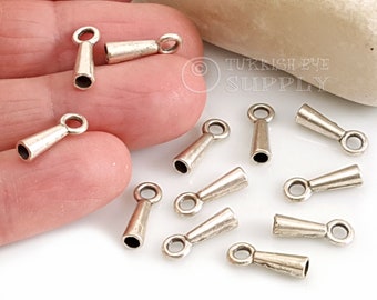 Silver Cord Ends, Silver Plated Bead End Caps, Silver Bead Caps, 10Pc