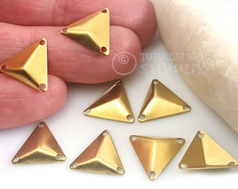 Raw Brass Triangle Connector Charms, Triangle Pyramid Charms, Raw Brass Earring Findings, Brass Jewelry