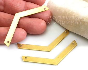 Brass Chevron Pendant, Raw Brass, Chevron Connector, Chevron Blanks, 5x50mm, Zigzag Pendant, Jewelry Components