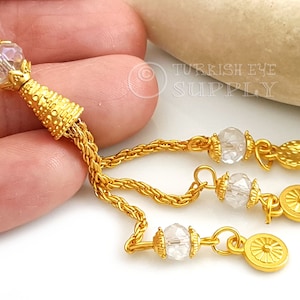 Gold Chain Tassel, Gold Tassel With Clear Crystal And Coin Charms, 22k Gold Plated,  Gold Tassel, Tassel Necklace, Earring Tassel, 1pc