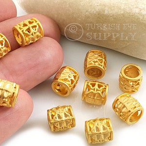 Gouden spacer kralen, klaver buis spacer, 22k verguld, armband kralen, rustieke buis kralen, lederen armband kralen, gouden sieraden 5pc