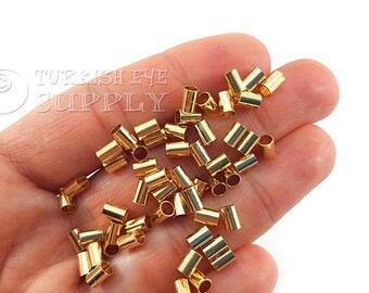 Espaciadores de cuentas tubulares chapados en oro de 22 quilates, suministros de joyería de latón (20 piezas)