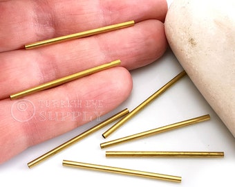 Raw Brass Plain Tubes, Brass Tube Spacers, 2x40mm, Brass Himmeli Tubes, Air Plant Brass Tube Beads, Raw Brass Jewelry Findings
