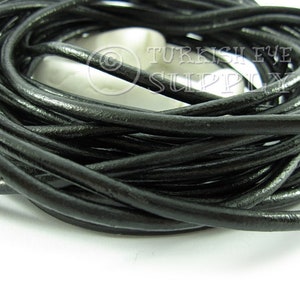 Black Leather Cord, 5mm Black Round Leather Cord, Genuine Leather Cord, Leather Lace, Leather Findings, Leather Bracelet, 1 foot