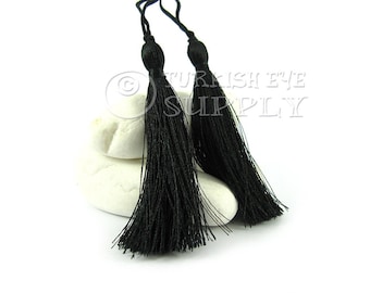 Black Silk Tassel, Turkish Tassel, Hand Made Tassel, Silk Thread Tassel, Tassel Earring Findings, Key Ring Tassel, Mala Tassel, 2pc